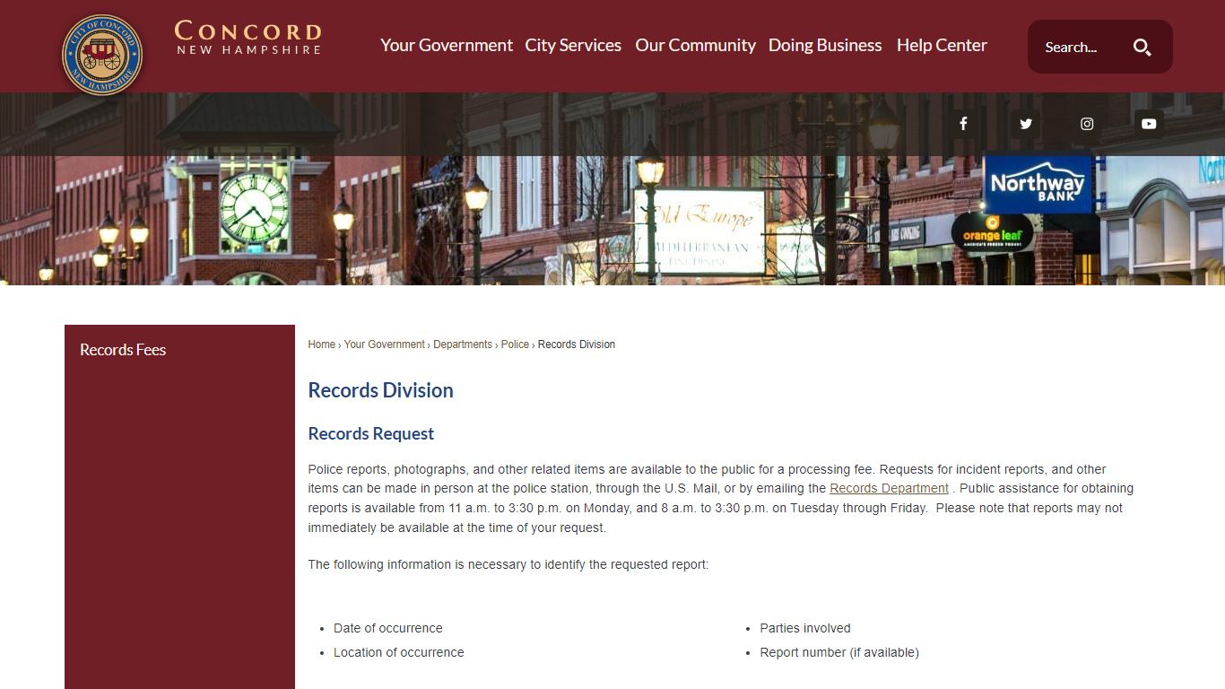 Records Division | Concord, NH - Official Website